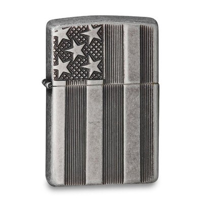 Zippo Silver-tone Antiqued Armor Deep Carve American Flag Lighter GM20864, MPN: GM20864, 0-41689-28…