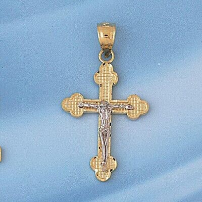 Dazzlers Jewelry Two Tone Jesus Christ on Cross Pendant Necklace Charm Bracelet in Yellow, White or…
