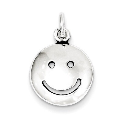 Smiley Face Charm Antiqued Sterling Silver QC7720, MPN: QC7720, 883957572901