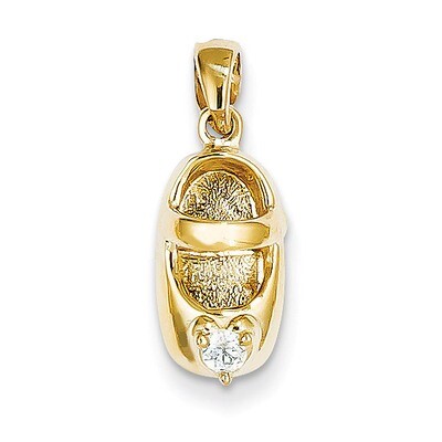 3-D April Synthetic Stone Engravable Baby Shoe Charm 14k Gold K4652APR, MPN: K4652APR, 637218167500