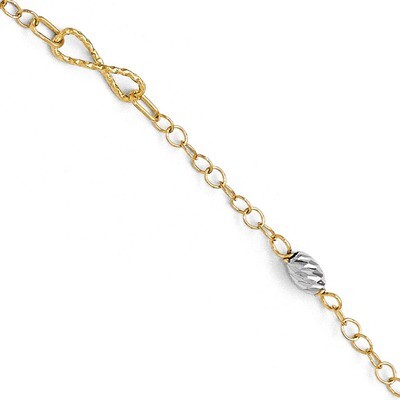 Leslie&#39;s Polished and Diamond-cut Bracelet 7.5 Inch - 14k Gold Two-tone HB-LF297-7.5, MPN: LF297-7.…