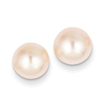 8-9mm Pink Button Cultured Pearl Stud Earrings 14k Gold X80BPI, MPN: X80BPI, 191101433337