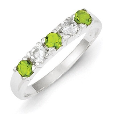 Lime Green &amp; White Diamond Ring Sterling Silver QR4364, MPN: QR4364, 883957497778