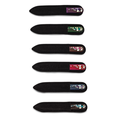 Set of 12 Multi-colored Crystal from Swaroski Design Short Glass Nail Files by Jere, MPN: JNFSET101…