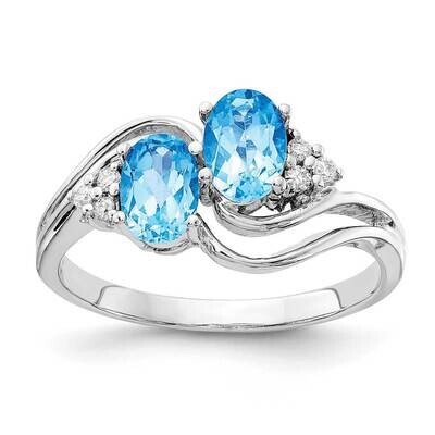 6x4mm Oval Blue Topaz Diamond Ring 14k White Gold Y4618BT_AA, MPN: Y4618BT_AA, 883957466903