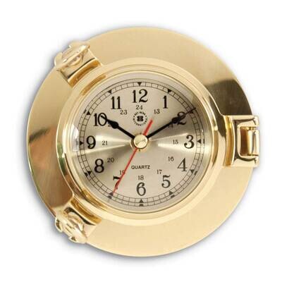 Lacquered Brass Porthole Quartz Clock with Beveled Glass GM21394, MPN: GM21394, 797140115069