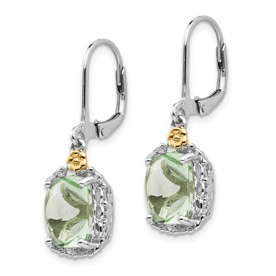 Green Quartz Earrings Sterling Silver &amp; 14k Gold QTC896, MPN: QTC896, 883957466965