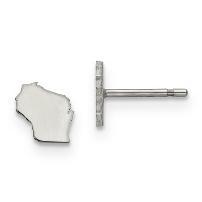 Wisconsin State Small Earrings Sterling Silver Engravable XNE50SS-WI, MPN: XNE50SS-WI, 886774567327