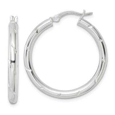 Diamond-Cut Circle Hoop Earrings Sterling Silver Polished QE15882, MPN: QE15882, 196904151709
