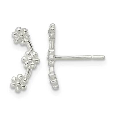 3 Flowers Post Earrings Sterling Silver Polished QE16522, MPN: QE16522, 196904167304