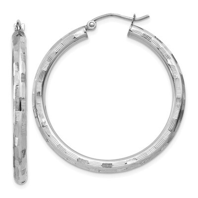 Textured Hoop Earrings 14k white Gold TF624, MPN: TF624, 886774731827