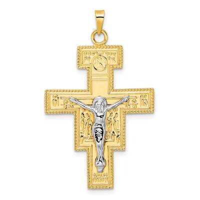Fancy Solid Cross Pendant 14k Two-Tone Gold Polished XR2054, MPN: XR2054,