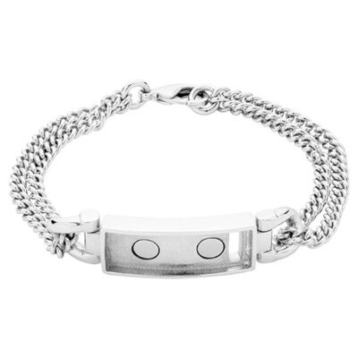 Nikki Lissoni Silver-plated Double-Chain Bracelet of 19cm For Small Magnetic Tags TB05S19S, MPN: TB…