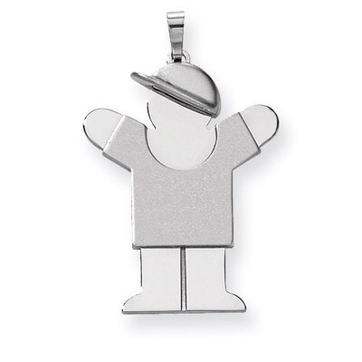 Large Boy with Hat on Right Engravable Charm 14k White Gold XK430, MPN: XK430, 883957378312