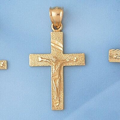 Dazzlers Jewelry Jesus Christ on Cross Pendant Necklace Charm Bracelet in Yellow, White or Rose Gol…