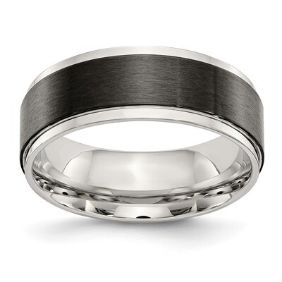 Black IP-plated Brushed Center 8mm Band Stainless Steel Polished SR629 by Chisel, MPN: SR629, 19110…