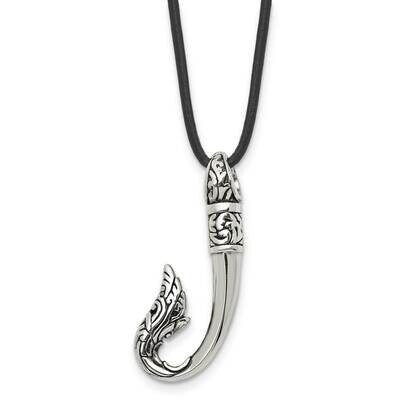 Antiqued Hook Necklace Stainless Steel Polished SRN1706-20 by Chisel, MPN: SRN1706-20, 883957560397