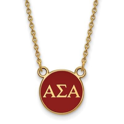 Alpha Sigma Alpha Extra Small Enameled Pendant with 18 Inch Chain Gold-plated Silver GP029ASI-18, M…