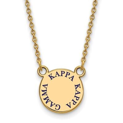 Kappa Kappa Gamma Extra Small Enameled Pendant with 18 Inch Chain Gold-plated Silver GP014KKG-18, M…