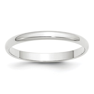 2.5mm Lightweight Half Round Band 10k White Gold WHRL025 Engravable, MPN: WHRL025, 886774469058