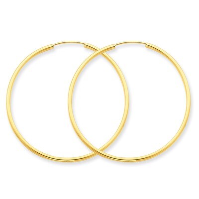 1.5mm Polished Round Endless Hoop Earrings 14k Gold XY1163, MPN: XY1163, 883957299488