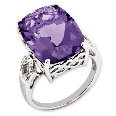 Amethyst &amp; Diamond Ring Sterling Silver QR2926AM, MPN: QR2926AM, 883957613000