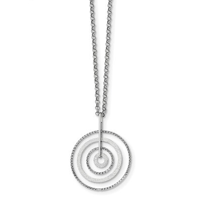 Diamond-cut Circles with 2 inch Extender Necklace 16.5 Inch Sterling Silver Rhodium-plated QG4519-1…