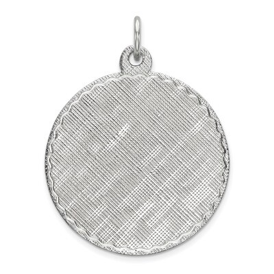 Engraveable Round Patterned Polished Front Back Disc Sterling Silver QM473/18P