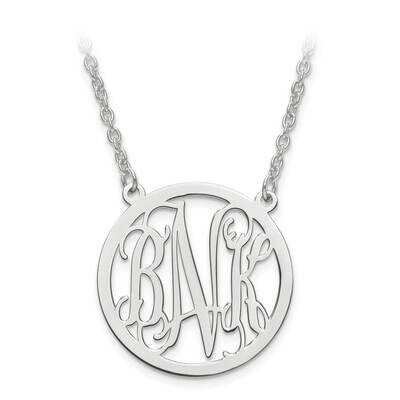 Laser Polished Monogram Circle Pendant with Chain 10k White Gold 10XNA564W, MPN: 10XNA564W, 8867745…