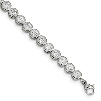 CZ Tennis with 1 Inch Extender Bracelet Stainless Steel Polished SRB2228-7 by Chisel, MPN: SRB2228-…