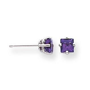 4mm Princess Cut Amethyst Earrings 14k White Gold XE60WAM, MPN: XE60WAM, 883957093840