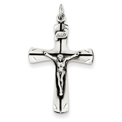 Antiqued Crucifix Pendant Sterling Silver Satin QC7344, MPN: QC7344, 883957572321