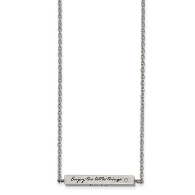 CZ Enjoy the little things 16 Inch with 2 Inch ext Bar Necklace Stainless Steel Polished SRN2699-16…