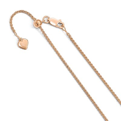 Leslie&#39;s 1.1 mm Rose Gold-plated Diamond-cut 22in Adjustable Spiga Chain 22 Inch Sterling Silver HB…