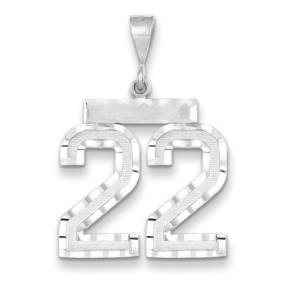 Number 22 Charm 14k white Gold Large Diamond -cut WLN22, MPN: WLN22, 883957123516