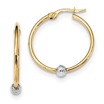 Polished &amp; Diamond Cut Hoop Earrings 14k Two-Tone Gold TF1244, MPN: TF1244, 191101143663