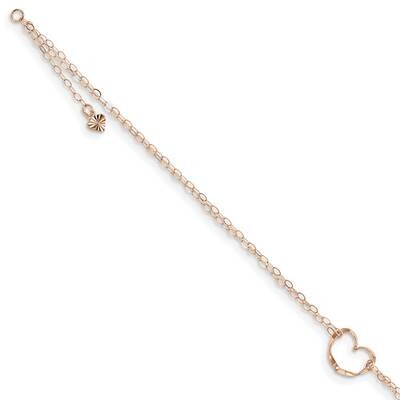 Double Strand Heart 9 Inch Plus 1 Inch Extender Anklet 14k Rose Gold ANK309-9, MPN: ANK309-9, 88395…