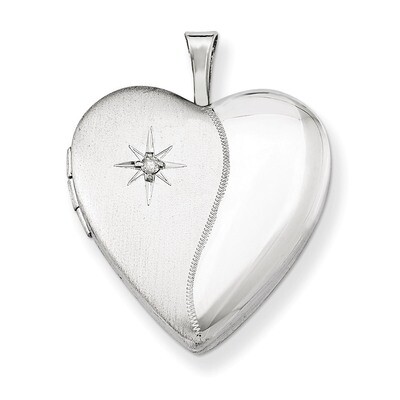 Diamond Star Heart Locket Sterling Silver 20mm QLS338, MPN: QLS338, 883957143521