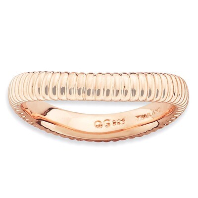 Sterling Silver Polished Pink-plate Wave Ring QSK704-8