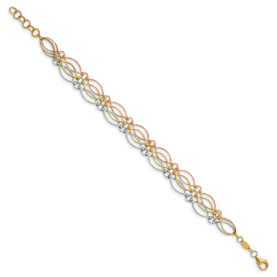 Leslie&#39;s Tri-color Polished Bracelet 14k Gold HB-LF1430-7.25, MPN: LF1430-7.25, 191101745560