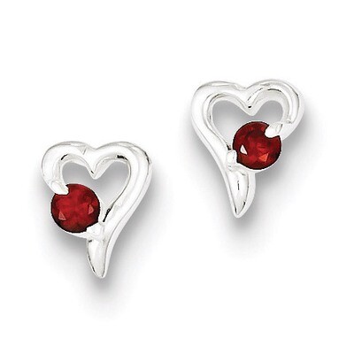 Red Diamond Heart Post Earrings Sterling Silver QE9430, MPN: QE9430, 883957009094