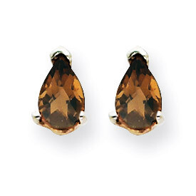 5x3 Pear Smokey Quartz Earrings 14k White Gold XE78WSQ, MPN: XE78WSQ, 883957102764