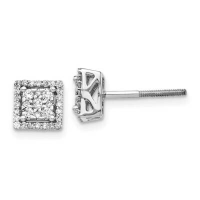 Square Screw Back Post Earrings 14k White Gold Diamond EM5470-033-WA, MPN: EM5470-033-WA, 883957445…