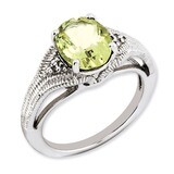 Oval Lemon Quartz &amp; Diamond Ring Sterling Silver QR3175LQ, MPN: QR3175LQ, 883957404233