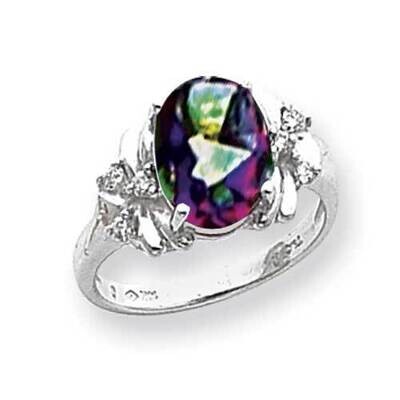 10x8mm Oval Fire Topaz Diamond Ring 14k White Gold Y2240FT_AA, MPN: Y2240FT_AA, 883957618326