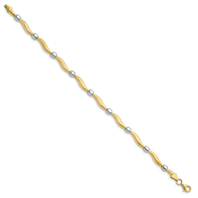 Leslie&#39;s Satin Bracelet 10k Gold Rhodium-plated Polished HB-10LF593-7.5, MPN: 10LF593-7.5, 19110190…