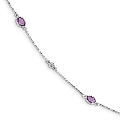 Amethyst and .01 Ct Diamond Bracelet Sterling Silver QW368-7.5, MPN: QW368-7.5, 886774967776