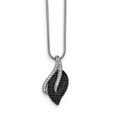 Black Spinel &amp; CZ Leaf Necklace Sterling Silver QMP1436-18, MPN: QMP1436-18, 191101075377