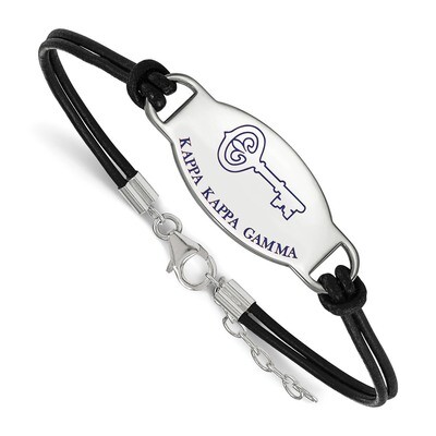 Kappa Kappa Gamma Enameled Blk Leather Bracelet Sterling Silver SS018KKG-BK-7, MPN: SS018KKG-BK-7, …