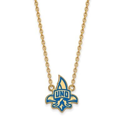 University of North Dakota Large Enamel Pendant with Chain Necklace Gold-plated Silver GP036UNOD-18…